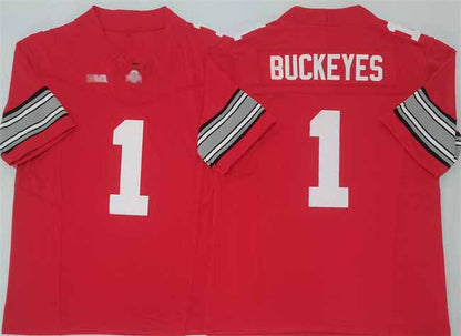 O.State Buckeyes #1 Buckeyes Red 2025 F.U.S.E. Limited Stitched American College Jerseys - Main View