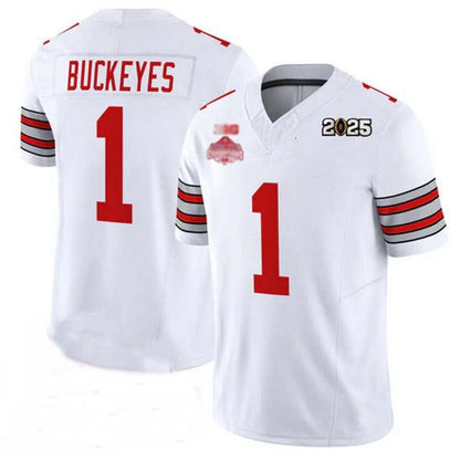 O.State Buckeyes #1 Buckeyes White 2025 CFP Final With National Champions Patch F.U.S.E. Vapor Limited Stitched Football American College Jerseys - Main View