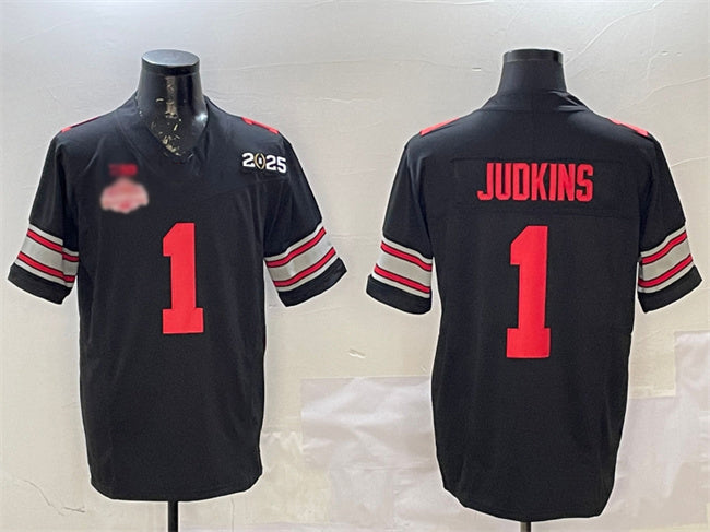 O.State Buckeyes #1 Quinshon Judkins Black 2025 CFP Final With National Champions Patch F.U.S.E. Vapor Limited Stitched Football American College Jerseys - Main View