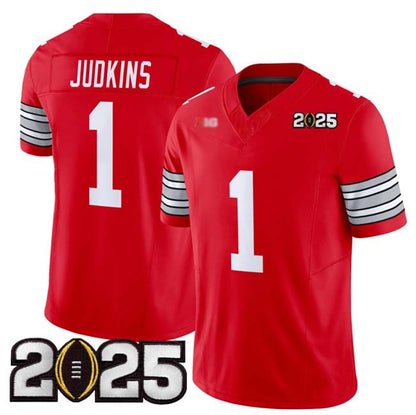 O.State Buckeyes #1 Quinshon Judkins Red 2025 CFP Final Patch F.U.S.E. Vapor Limited Stitched Football American College Jerseys - Main View
