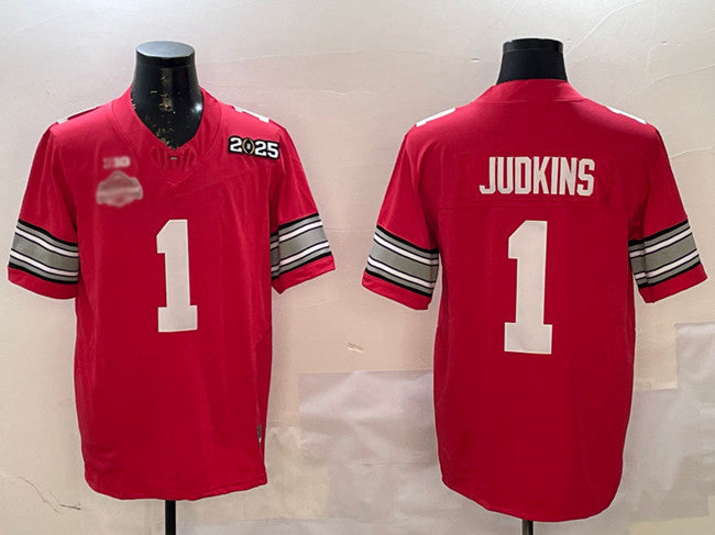 O.State Buckeyes #1 Quinshon Judkins Red 2025 CFP Final With National Champions Patch F.U.S.E. Vapor Limited Stitched Football American College Jerseys - Main View