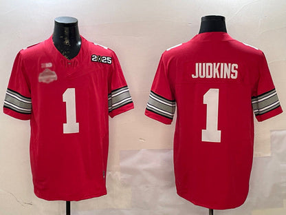 O.State Buckeyes #1 Quinshon Judkins Red 2025 CFP Final With National Champions Patch F.U.S.E. Vapor Limited Stitched Football American College Jerseys - Main View