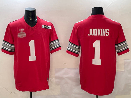 O.State Buckeyes #1 Quinshon Judkins Red 2025 CFP Final With National Champions Patch F.U.S.E. Vapor Limited Stitched Football American College Jerseys - Main View