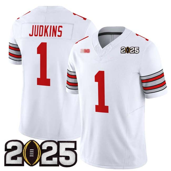 O.State Buckeyes #1 Quinshon Judkins White 2025 CFP Final Patch F.U.S.E. Vapor Limited Stitched Football American College Jerseys - Main View