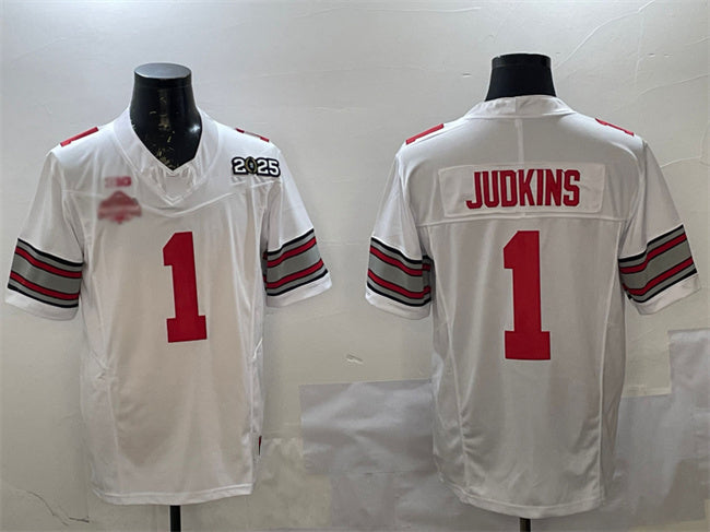 O.State Buckeyes #1 Quinshon Judkins White 2025 CFP Final With National Champions Patch F.U.S.E. Vapor Limited Stitched Football American College Jerseys - Main View