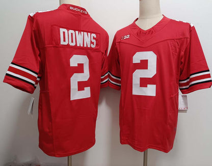 O.State Buckeyes #2 Caleb Downs Red FUSE Football Stitched American College Jerseys - Main View
