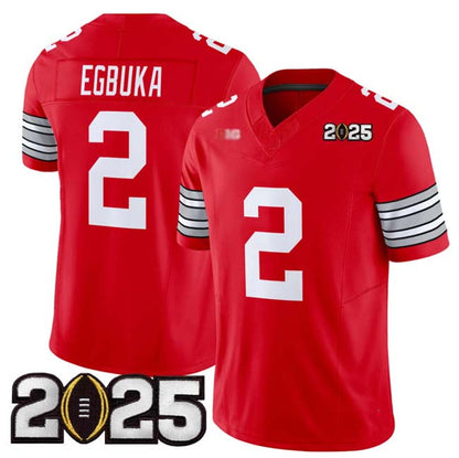 O.State Buckeyes #2 Emeka Egbuka Red 2025 CFP Final Patch F.U.S.E. Vapor Limited Stitched Football American College Jerseys - Main View