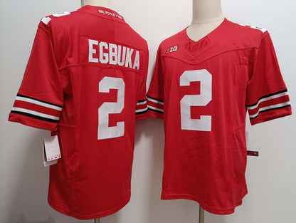 O.State Buckeyes #2 Emeka Egbuka Red FUSE Football Stitched American College Jerseys - Main View