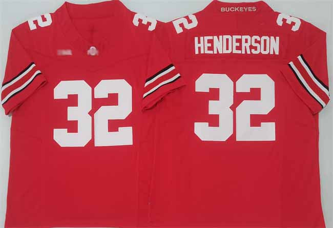 O.State Buckeyes #32 TreVeyon Henderson Red 2025 F.U.S.E. Limited Stitched American College Jerseys - Main View
