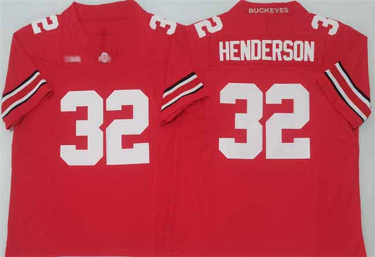 O.State Buckeyes #32 TreVeyon Henderson Red 2025 F.U.S.E. Limited Stitched American College Jerseys - Main View