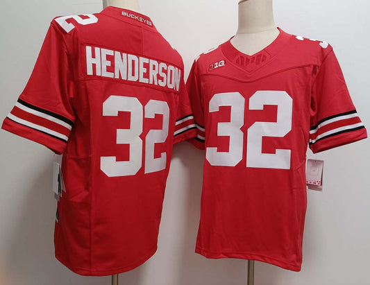O.State Buckeyes #32 TreVeyon Henderson Red FUSE Stitched American College Jerseys - Main View