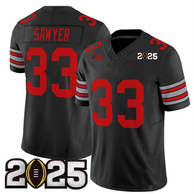O.State Buckeyes #33 Jack Sawyer Black 2025 CFP Final Patch F.U.S.E. Vapor Limited Stitched Football American College Jerseys - Main View