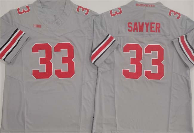 O.State Buckeyes #33 Jack Sawyer Grey F.U.S.E. Limited Stitched Football American College Jerseys - Main View