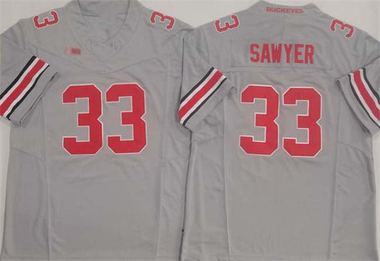 O.State Buckeyes #33 Jack Sawyer Grey F.U.S.E. Limited Stitched Football American College Jerseys - Main View