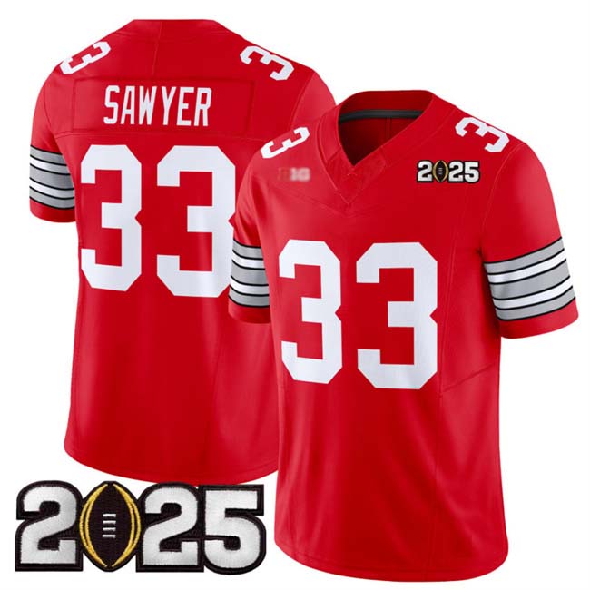 O.State Buckeyes #33 Jack Sawyer Red 2025 CFP Final Patch F.U.S.E. Vapor Limited Stitched Football American College Jerseys - Main View