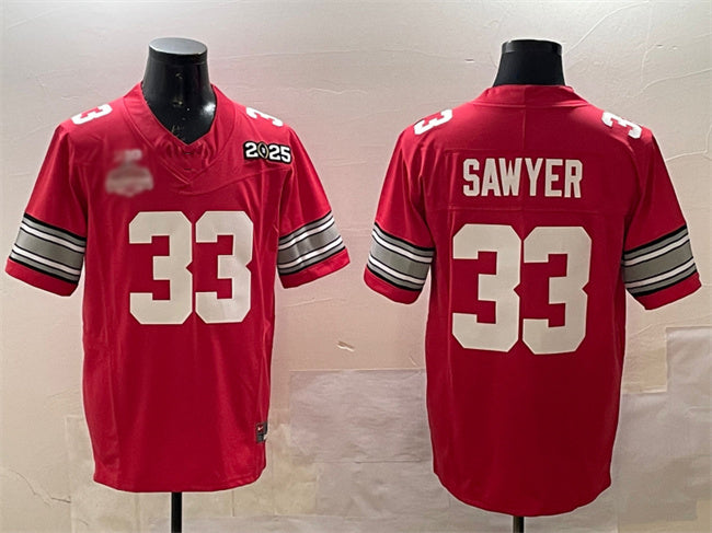 O.State Buckeyes #33 Jack Sawyer Red 2025 CFP Final With National Champions Patch F.U.S.E. Vapor Limited Stitched Football American College Jerseys - Main View