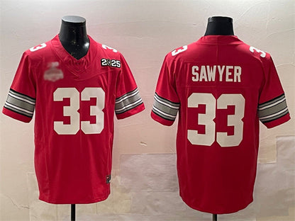 O.State Buckeyes #33 Jack Sawyer Red 2025 CFP Final With National Champions Patch F.U.S.E. Vapor Limited Stitched Football American College Jerseys - Main View