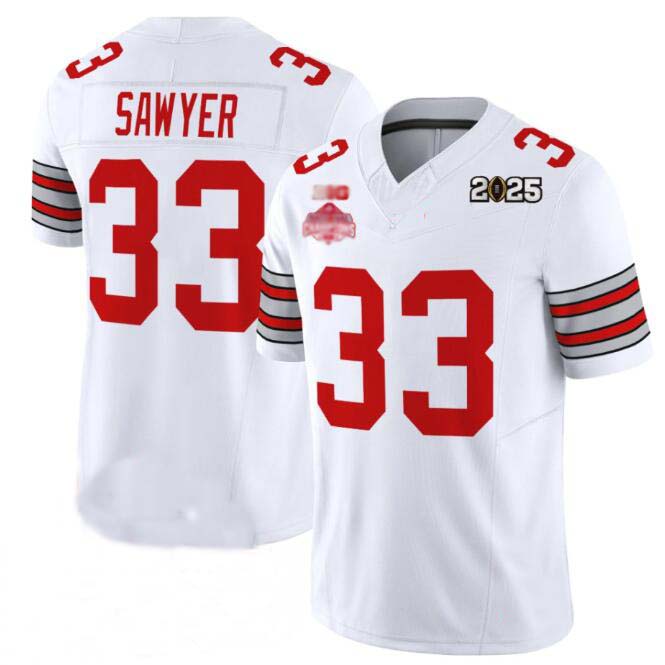 O.State Buckeyes #33 Jack Sawyer White 2025 CFP Final With National Champions Patch F.U.S.E. Vapor Limited Stitched Football American College Jerseys - Main View
