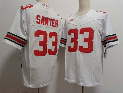 O.State Buckeyes #33 Jack Sawyer White 2025 F.U.S.E. Limited Stitched Football American College Jerseys - Main View
