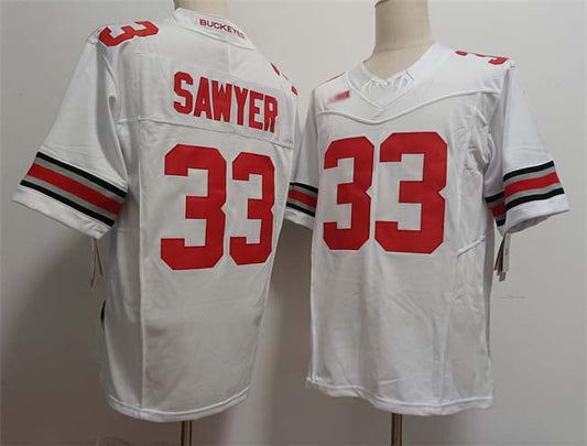O.State Buckeyes #33 Jack Sawyer White 2025 F.U.S.E. Limited Stitched Football American College Jerseys - Main View