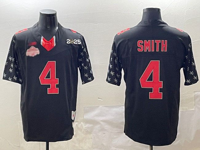 O.State Buckeyes #4 Jeremiah Smith Black 2025 CFP Final With National Champions Patch F.U.S.E. Vapor Limited Stitched Football American College Jerseys - Main View