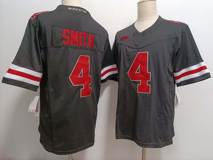 O.State Buckeyes #4 Jeremiah Smith Black FUSE Football Stitched American College Jerseys - Main View