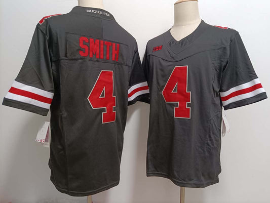O.State Buckeyes #4 Jeremiah Smith Black FUSE Football Stitched American College Jerseys - Main View