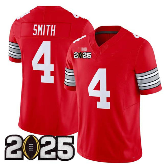 O.State Buckeyes #4 Jeremiah Smith Red 2025 CFP Final Patch F.U.S.E. Vapor Limited Stitched Football American College Jerseys - Main View
