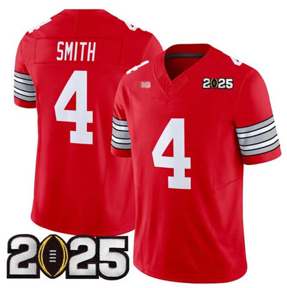 O.State Buckeyes #4 Jeremiah Smith Red 2025 CFP Final Patch F.U.S.E. Vapor Limited Stitched Football American College Jerseys - Main View