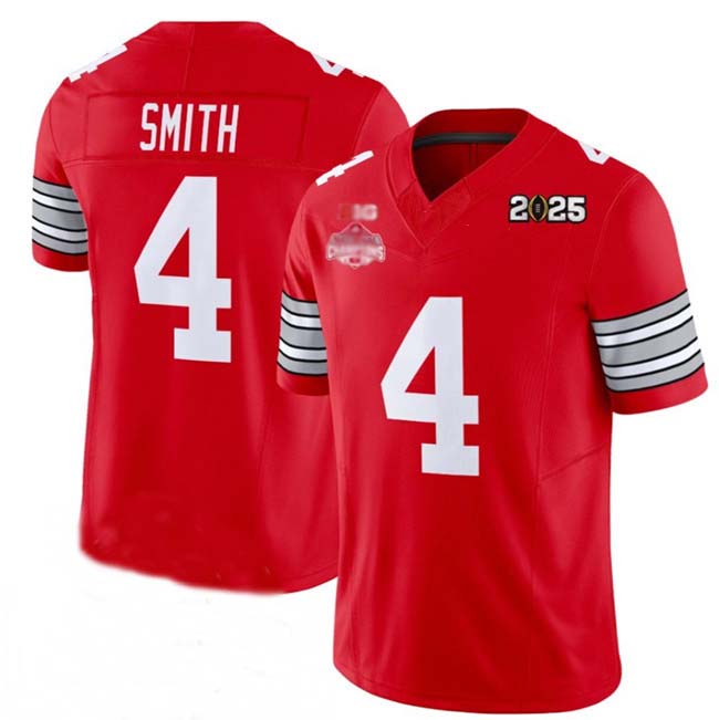 O.State Buckeyes #4 Jeremiah Smith Red 2025 CFP Final With National Champions Patch F.U.S.E. Vapor Limited Stitched Football American College Jerseys - Main View
