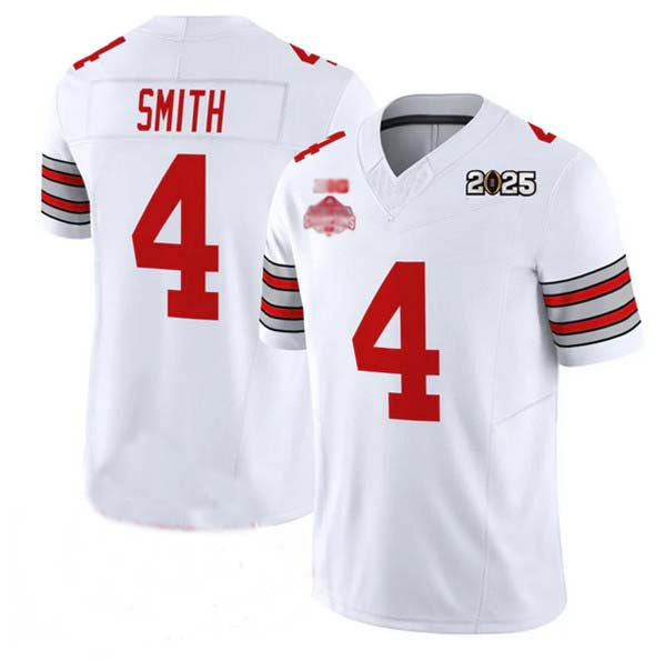 O.State Buckeyes #4 Jeremiah Smith White 2025 CFP Final With National Champions Patch F.U.S.E. Vapor Limited Stitched Football American College Jerseys - Main View