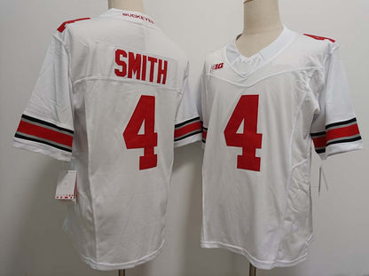O.State Buckeyes #4 Jeremiah Smith White FUSE Stitched American College Jerseys - Main View
