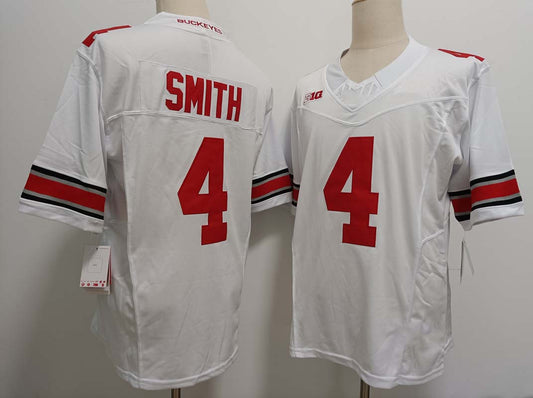 O.State Buckeyes #4 Jeremiah Smith White FUSE Stitched American College Jerseys - Main View