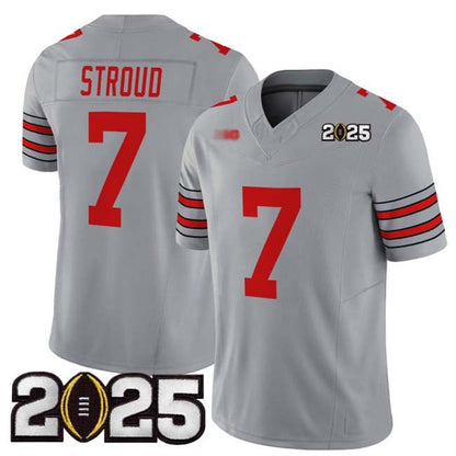 O.State Buckeyes #7 C.J. Stroud Grey 2025 CFP Final Patch F.U.S.E. Vapor Limited Stitched Football American College Jerseys - Main View