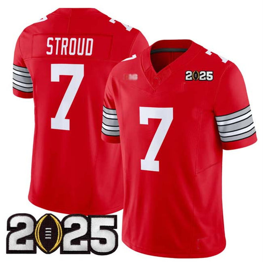 O.State Buckeyes #7 C.J. Stroud Red 2025 CFP Final Patch F.U.S.E. Vapor Limited Stitched Football American College Jerseys - Main View