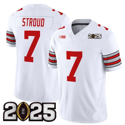 O.State Buckeyes #7 C.J. Stroud White 2025 CFP Final Patch F.U.S.E. Vapor Limited Stitched Football American College Jerseys - Main View