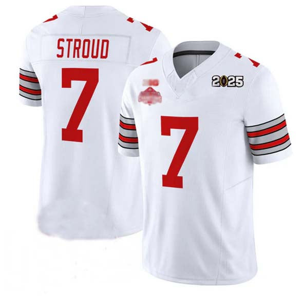 O.State Buckeyes #7 C.J. Stroud White 2025 CFP Final With National Champions Patch F.U.S.E. Vapor Limited Stitched Football American College Jerseys - Main View