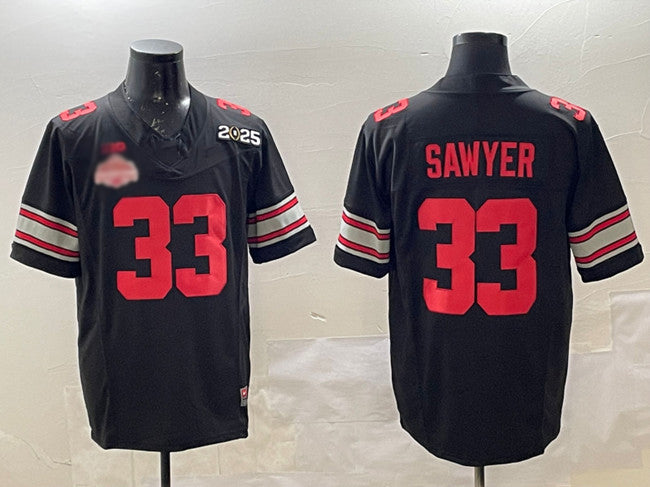 O.State Buckeyes #33 Jack Sawyer Black 2025 CFP Final With National Champions Patch F.U.S.E. Vapor Limited Stitched Football American College Jerseys - Main View