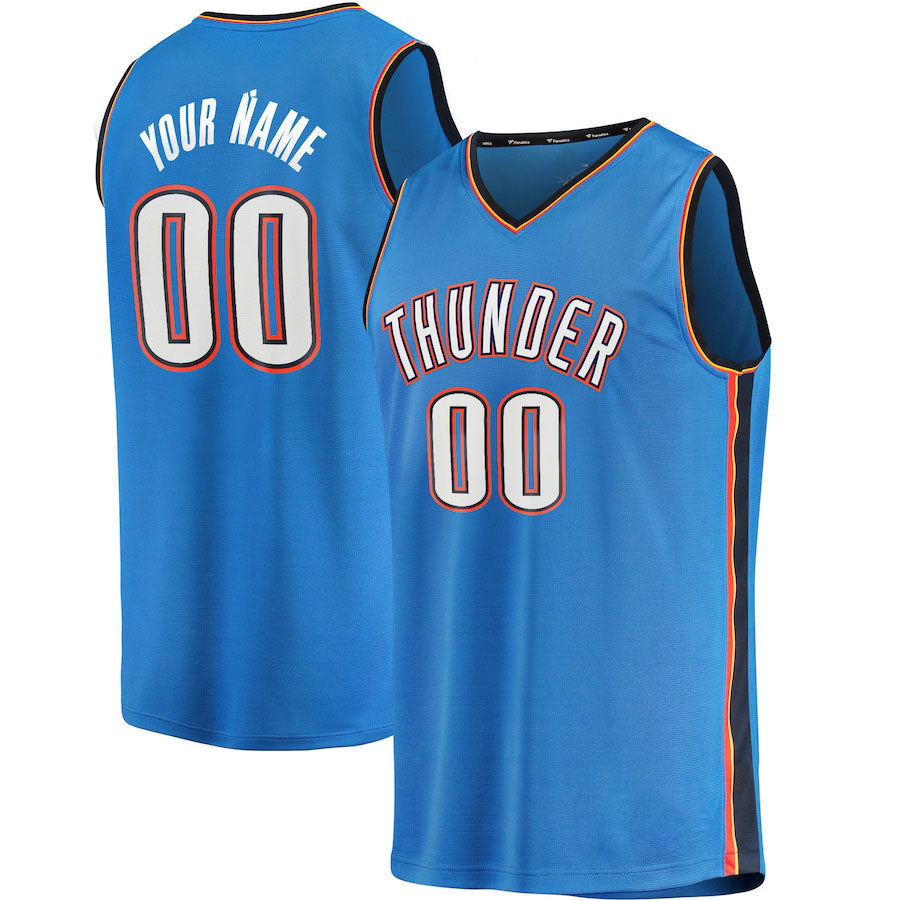 Custom OC.Thunder Fanatics Branded  2019-20 Fast Break  Replica Jersey Blue Icon Edition Stitched Basketball Jersey - Main View