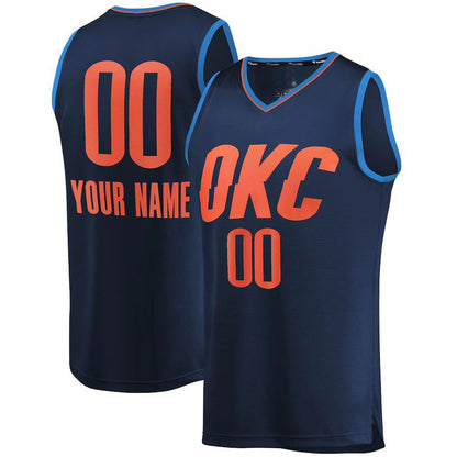 Custom OC.Thunder Fanatics Branded  Fast Break Replica Jersey Navy Statement Edition Stitched Basketball Jersey - Main View