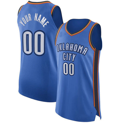 Custom OC.Thunder Authentic  Jersey Blue Icon Edition Stitched Basketball Jersey - Main View