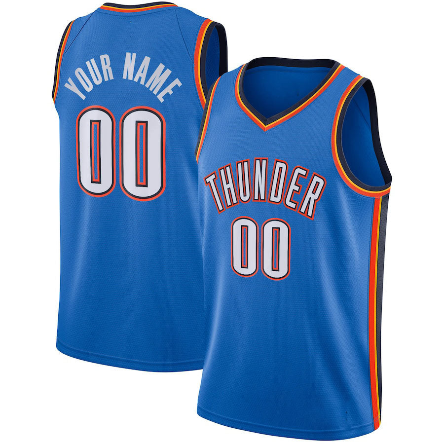 Custom OC.Thunder Swingman Jersey Blue Icon Edition Stitched Basketball Jersey - Main View