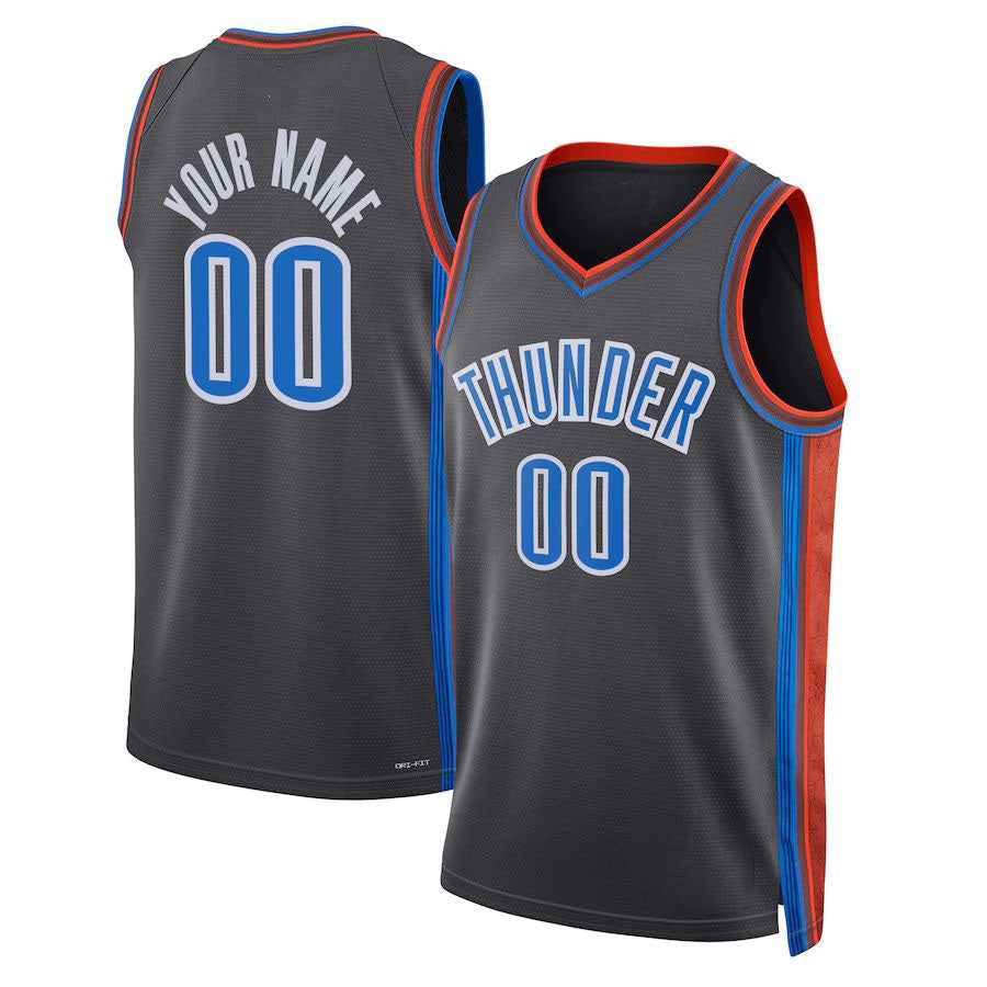 Custom OC.Thunder Unisex 2022-23 Swingman Jersey City Edition Black Stitched Basketball Jersey - Main View