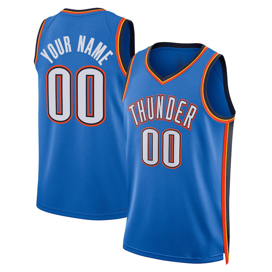 Custom OC.Thunder Unisex 2022-23 Swingman Jersey Blue Icon Edition Stitched Basketball Jersey - Main View