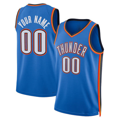 Custom OC.Thunder Unisex 2022-23 Swingman Jersey Blue Icon Edition Stitched Basketball Jersey - Main View