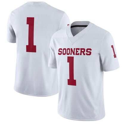 #1 O.Sooners Jordan Brand Away Game Jersey White Football Jersey Stitched American College Jerseys - Main View
