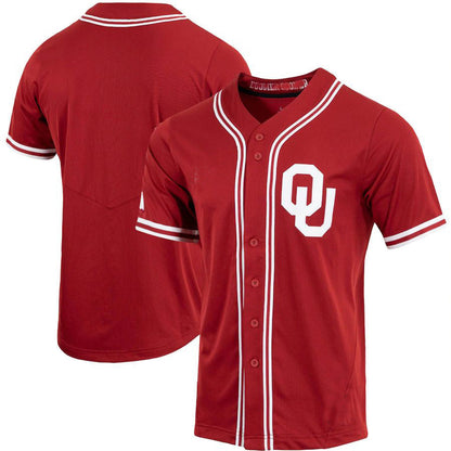 O.Sooners Replica Full-Button Baseball Jersey Crimson Stitched American College Jerseys - Main View