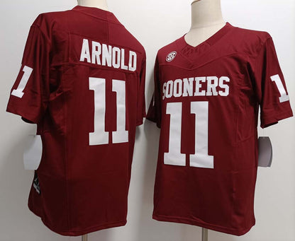 O.Sooners #11 Jackson Arnold Red FUSE  Stitched American College Jerseys - Main View