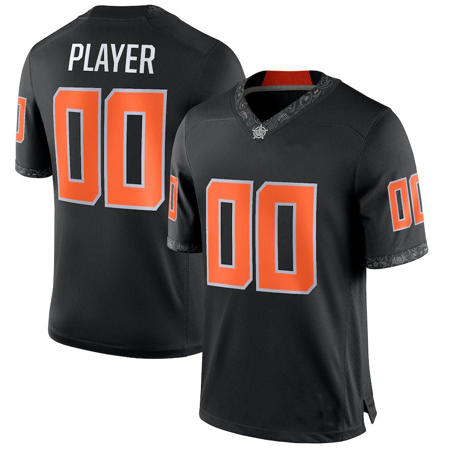 Custom O.State Cowboys Pick-A-Player NIL Replica Black Football Jersey American Stitched College Jerseys - Main View