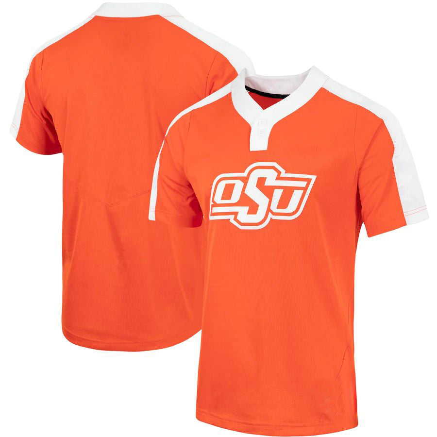 O.State Cowboys Replica 2-Button Softball Jersey Orange Stitched American College Jerseys - Main View